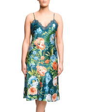 Scarlett Mid Length Chemise - Teal Botanicals