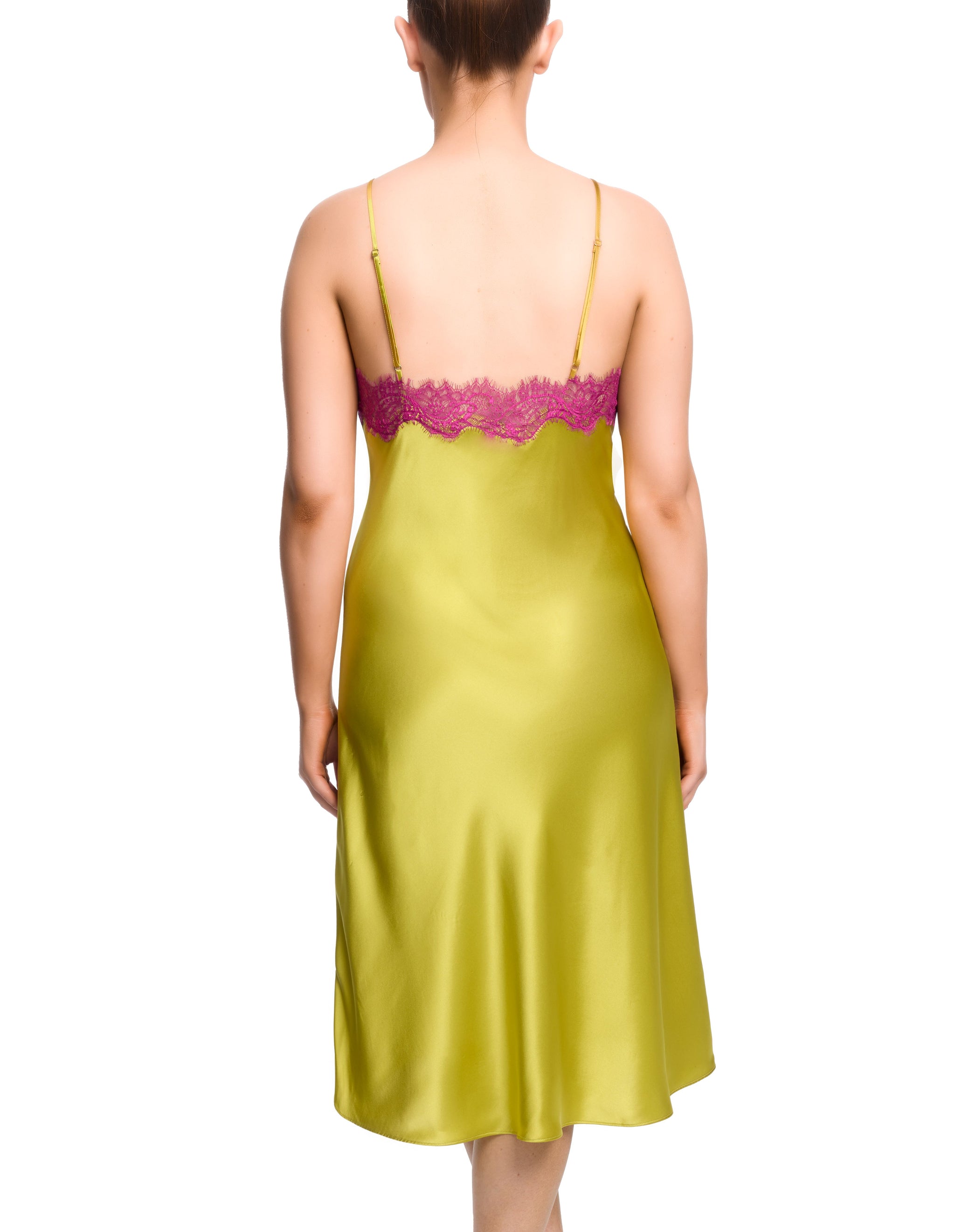 Scarlett Mid Length Chemise - Chartreuse/Pinot Noir