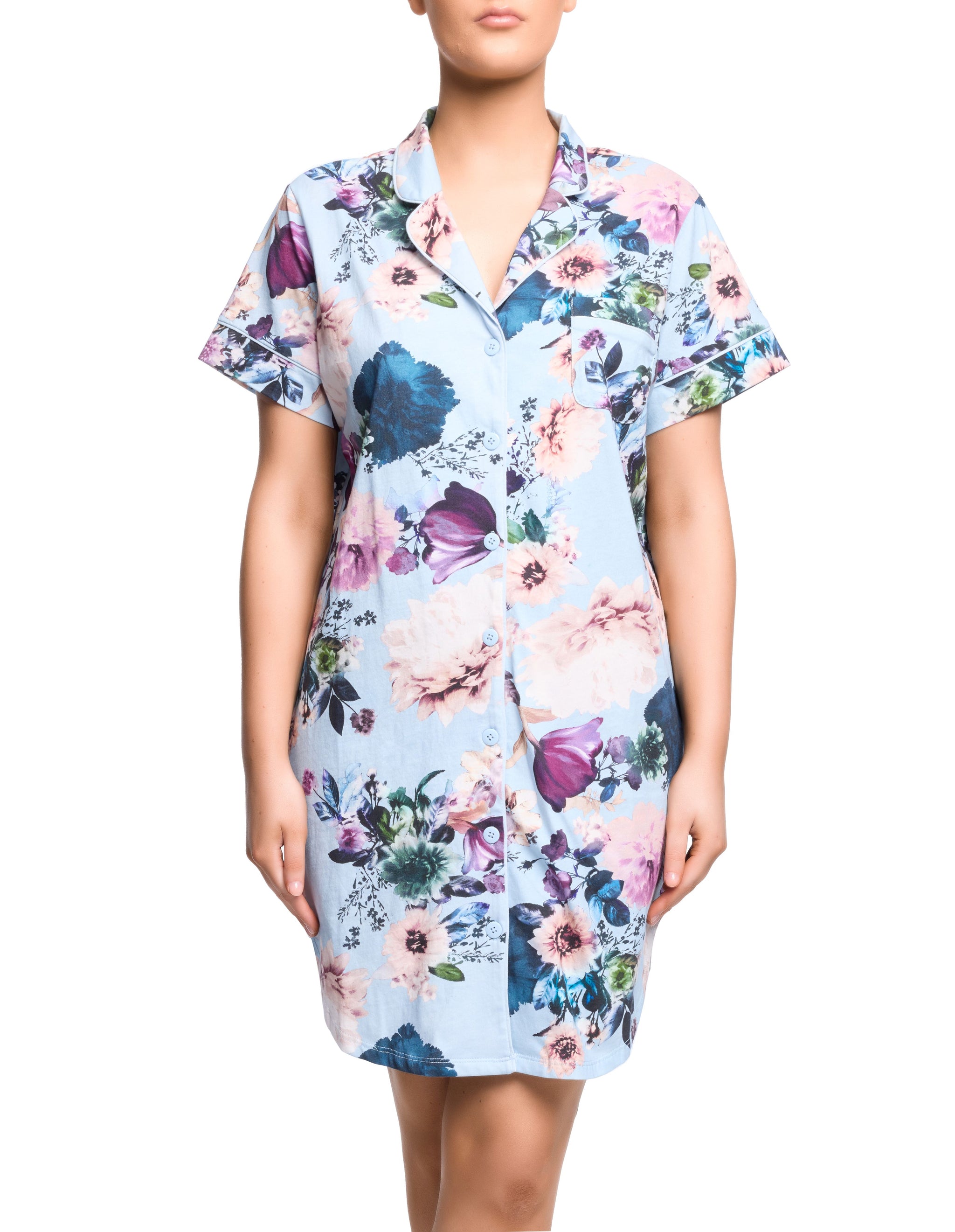Sadie Short Sleeve Nightshirt - Moody Blooms