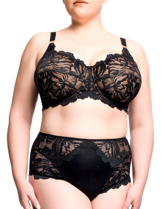 Zhara Curve Balconette Bra - Black